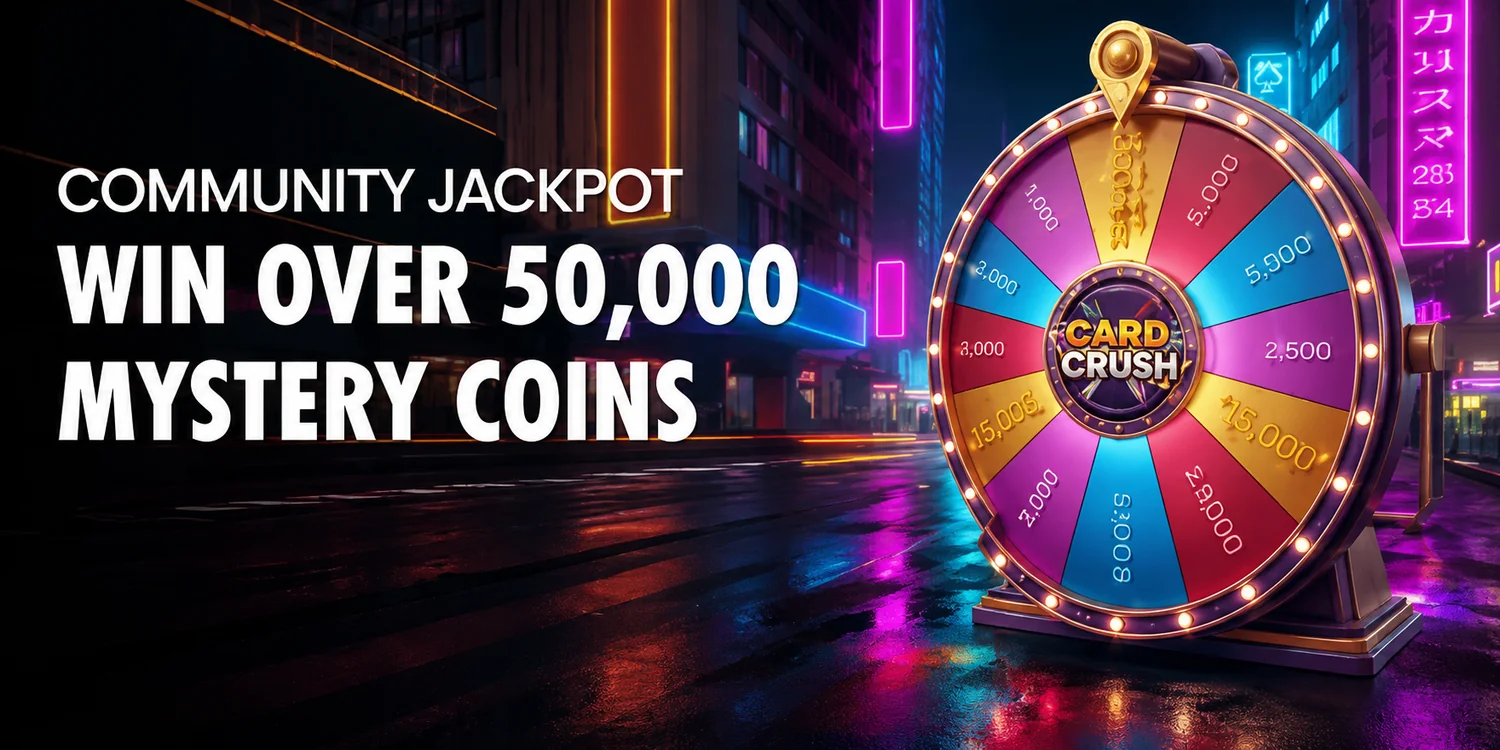 Card Crush Community Jackpot prize wheel - win over 50,000 Mystery Coins